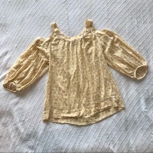 Yellow Floral Cold Shoulder Blouse